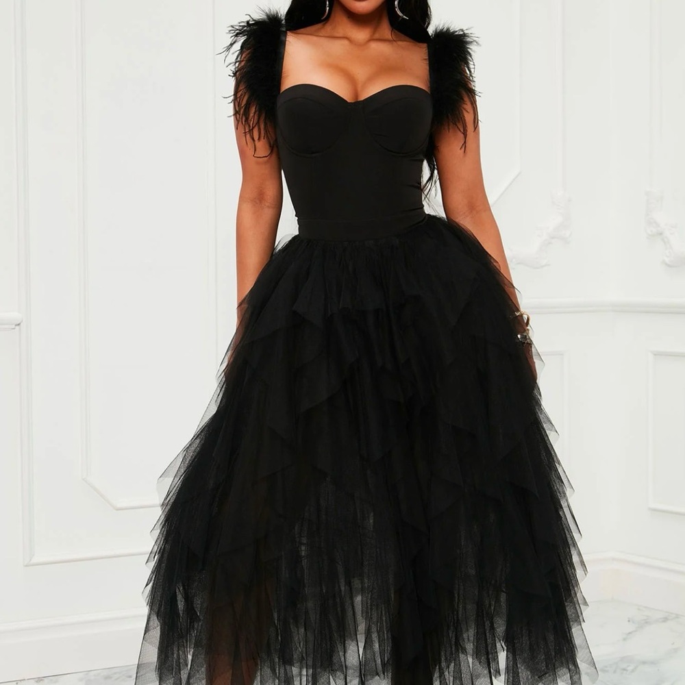 Camilla Tulle Maxi Dress - Black